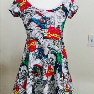 Marvel Comics Comic-Print Fit & Flare Dress